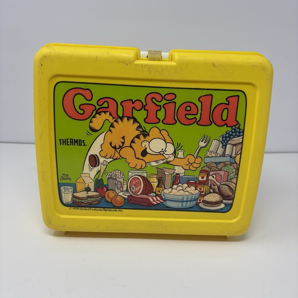 Vintage 1978 Garfield Thermos Lunch Box Yellow Jim Davis